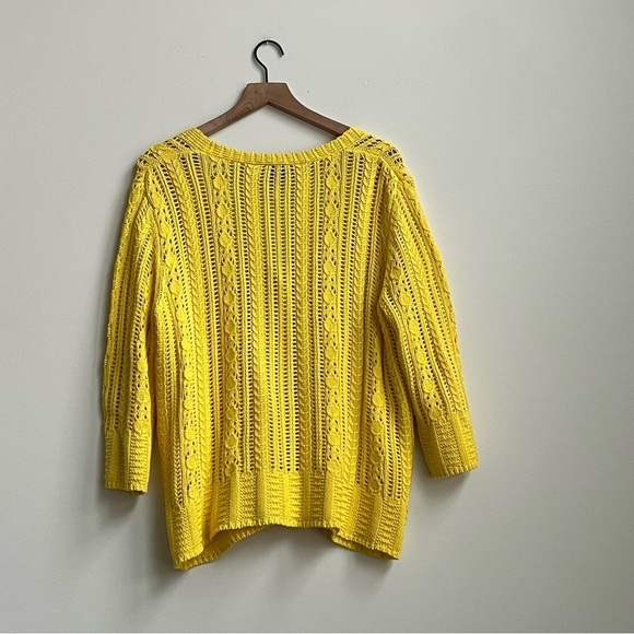 Talbots Open Stitch V Neck Button Down Pima Cotton Cable Knit Cardigan 1X - Picture 8 of 10